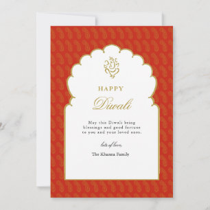 Cartão Elegante Red & Dourado Ganesh Diwali