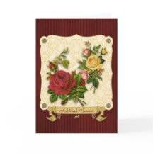 Elegante Red Yellow Roses Damask Vintage Cutouts