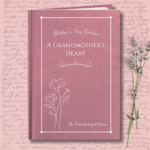 Cartão Elegante Rosa Livro de Histórias do Dia das Mães p