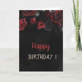 Cartão Elegante Rosa vermelha Gothic Birthday