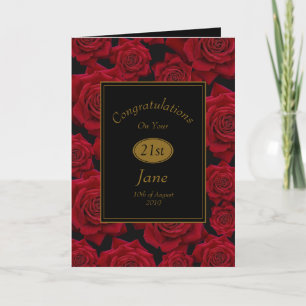 Cartão Elegante Rosa Vermelha Parabéns Aniversário