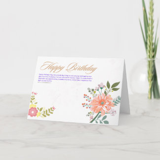 Cartão Elegante Saudação de Aniversário Floral em Aquarel