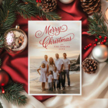 Elegante Script Feliz Foto de Natal Saudação