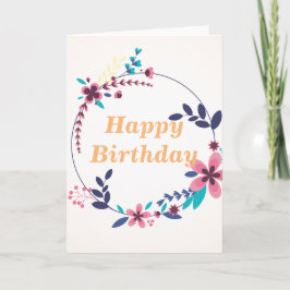 Cartão Elegante tema floral Feliz Aniversário