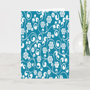 Cartão Elegante Victorian Floral Design Blue