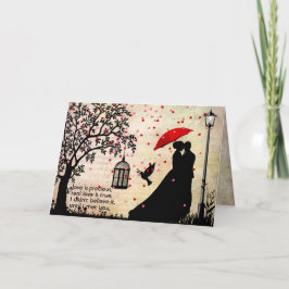 Cartão Elegante Vintage Beije & Preto Poesia Dia dos Namo