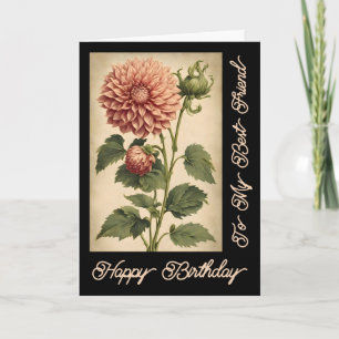 Cartão Elegante Vintage Clássica Rosa Dahlia Negra Aniver