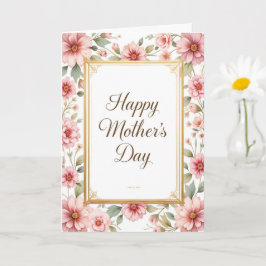 Cartão Elegante Vintage Dia de as mães Floral Mãe