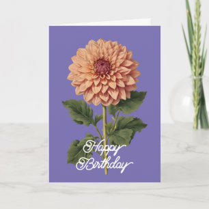 Cartão Elegante Vintage Pink Dahlia Floral Birthday
