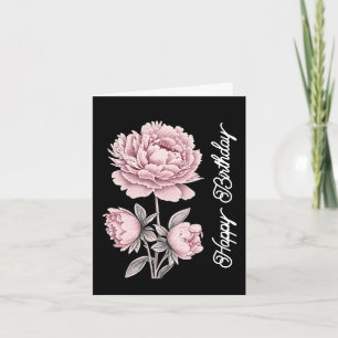 Cartão Elegante Vintage Pink Peony Feliz Aniversário