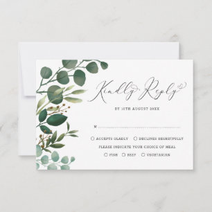 Cartão Elegante Watercolor Greenery Botanical Wedding RSV