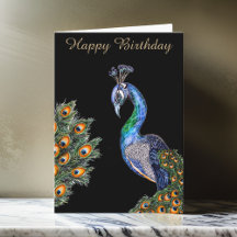 Elegante Watercolor Peacock Birthday