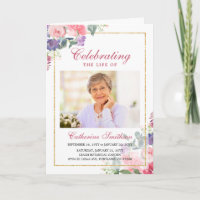 Elegante Wildflower Fold Printable Funeral Program