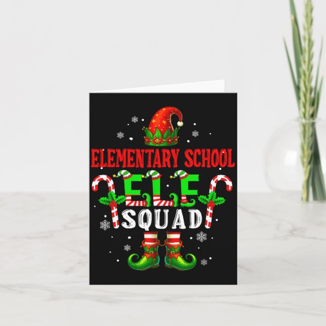 Cartão Elementary School Elf Squad Xmas Elf Hat Scute Ss  (Frente)