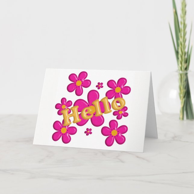 Cartão Elemento rosa floral. Olá. (Frente)