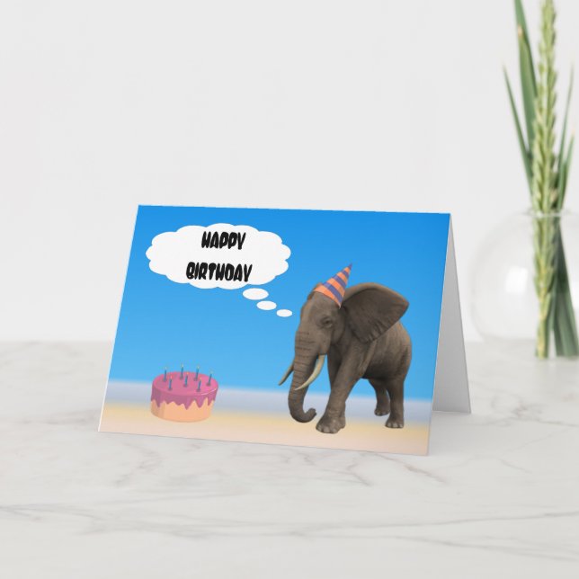 Cartão Elephant Birthday (Frente)