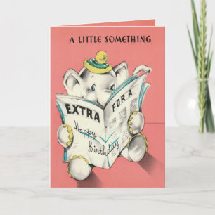 Cartão Elephant Reading Newspaper Birthday Card