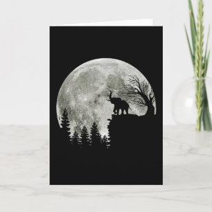 Cartão Elephant Stand On Mountain Spooky Halloween Moon