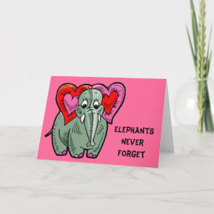 Cartão Elephant with Hearts Anniversary