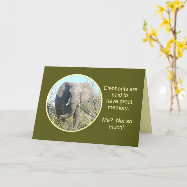 CARTÃO ELEPHANTS HAVE GOOD MEMORY, ME, NOT SO MUCH (Flor Amarela)