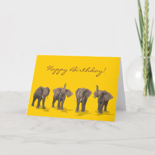 Cartão Elephants Quartet Happy Birthday