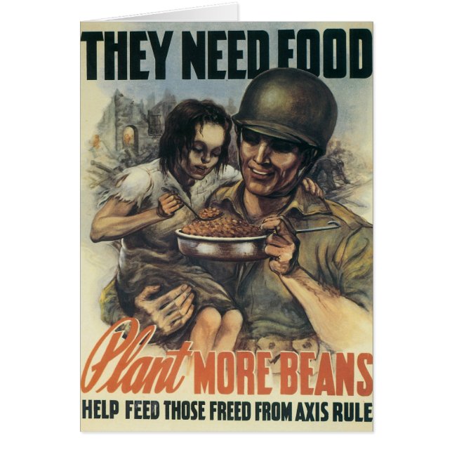 Cartão Eles precisam de Comida ~ Plante mais feijões (Frente)