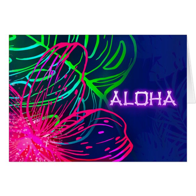 Cartão Elétrica Luau Tropical Neon Aloha (Frente horizontal)