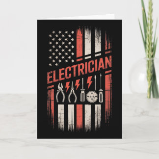 Cartão Eletricista Orgulho da Bandeira Americana 4 de Jul