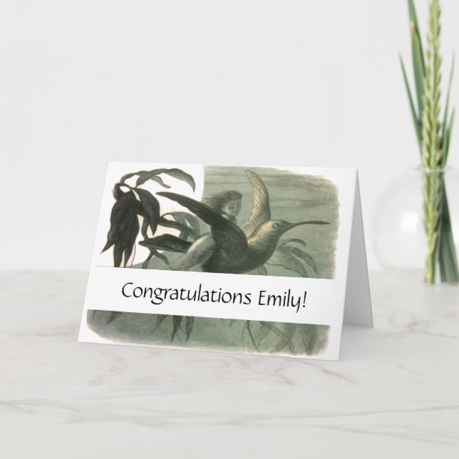 Cartão Elf Fairies Elves Moon Night Bird Voando (Frente)