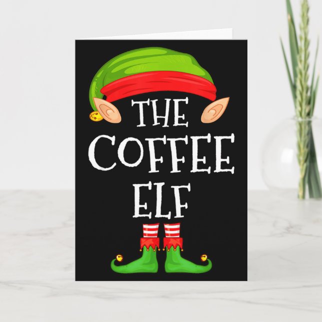 Cartão Elf Family Christmas Coffee Elf Sweater Matching C (Frente)