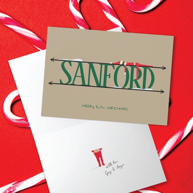 Cartão Elf Shenanigans Green & Tan Dobrado (Criador carregado)