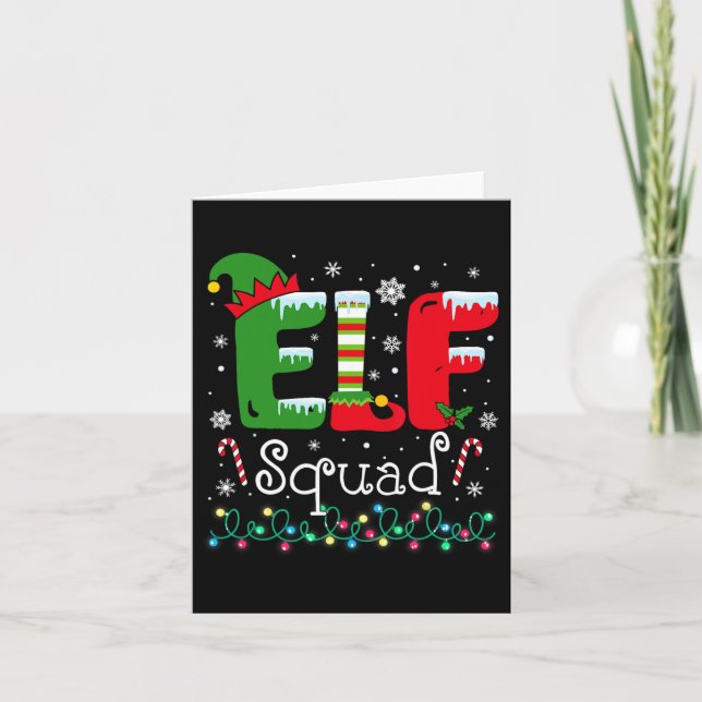 Cartão Elf Squad Engraçado Família Elf Matando o Natal Pa (Frente)