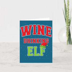 Cartão Elfo Bebedor de Vinho Natal Família Correspondente