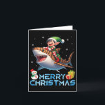 Cartão Elfo Cavalgando Tubarão Tigre Boneco de Neve Prese<br><div class="desc">Elfo Cavalgando Tubarão Tigre Boneco de Neve Presente Dia de Natal Feliz</div>