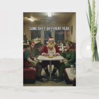 Elfos de Papai Noel Desgrenhados Lanchonete Humor