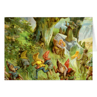 Cartão Elfos e gnomos na Floresta Mágica Escura Profunda