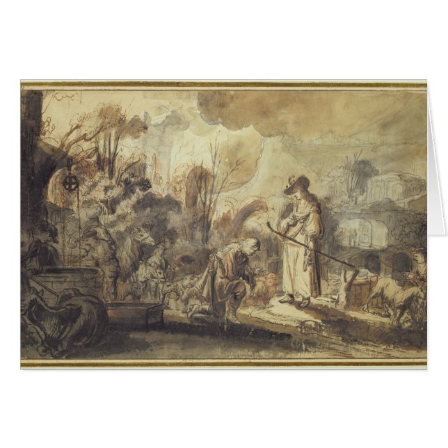 Cartão Eliezer e Rebecca no poço (Frente Horizontal)