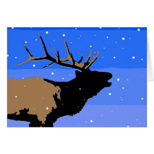 Cartão Elk Bugling no inverno - Arte original sobre a vid