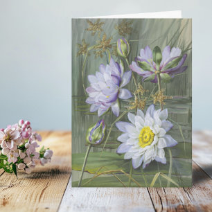 Cartão Ellis Rowan Blue Water Lily Vintage Flowers