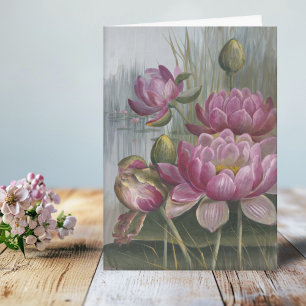 Cartão Ellis Rowan Pink Water Lily Vintage Flowers