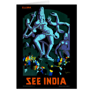 Cartão Ellora vê o poster das viagens vintage de India