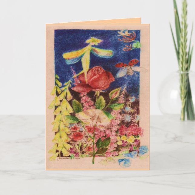 Cartão Elve da rosa vermelha (Frente)