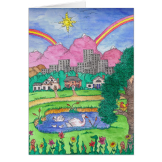 Cartão Em algum lugar sobre o arco-íris