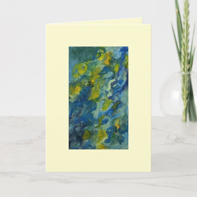 Cartão em Branco Abstrato Calmo Azul e Verde Desen (Frente)