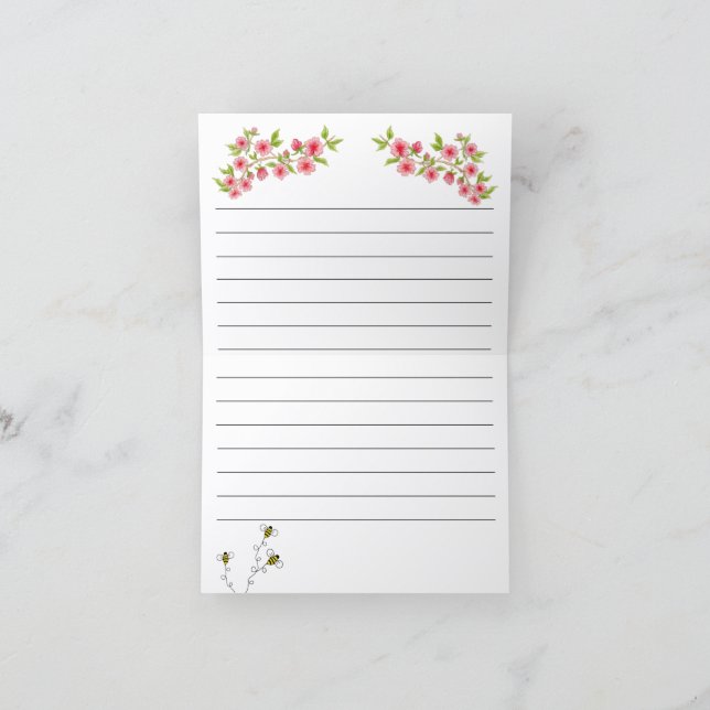 Cartão em branco com flores cor-de-rosa (Interior)