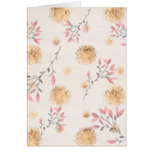 Cartão em branco com flores cor-de-rosa e pontos d