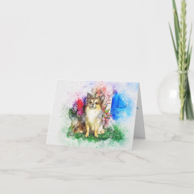 Cartão em Branco com Pintura em Aquarela de Chihua (Frente)