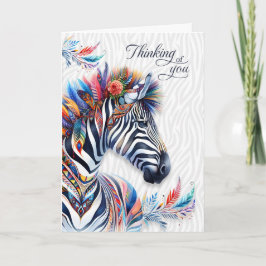 Cartão em Branco Estilo Boho com Penas de Zebra Pe