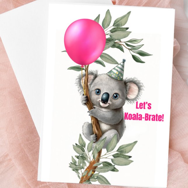 Cartão em Branco para Festa do Coala Fofo – “Vamos (Cute Koala Blank Greeting Card)