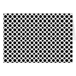 Cartão em Branco Pontos Polka Preto e Branco